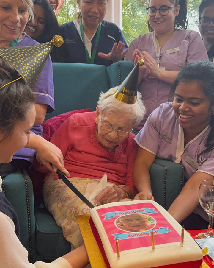 Patricia Celebrates 100th Birthday At Kingfishers Care Home